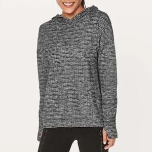 Lululemon Extra Mile Hoodie Sweatshirt Pullover Loose Fit Black White Size 12